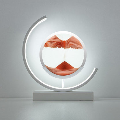 Royallure 3D Hourglass LED Lamp - Mesmerizing Sand Art for Home Decor - White Moon-red