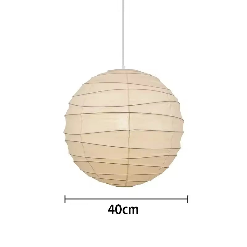 LuxRoyale Japanese Rice Paper Globe Pendant Light, Wabi Sabi Hanging Lamp