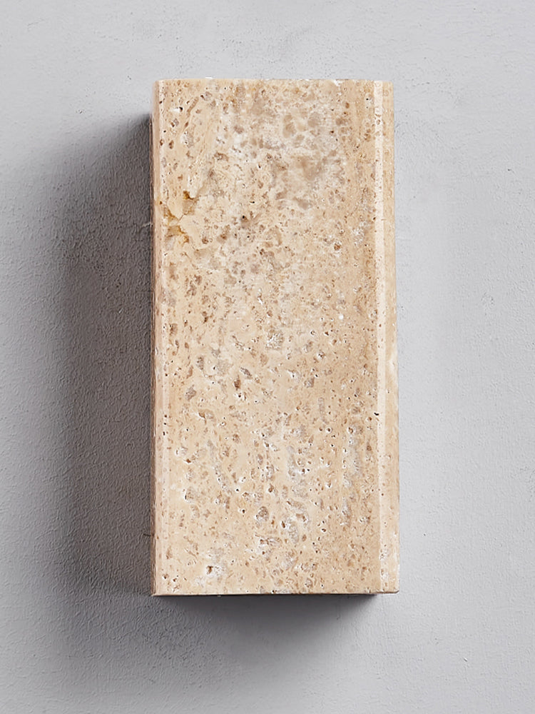 LuxRoyale Natural Travertine LED Wall Sconce- Wabi Sabi Cube Up Down Light