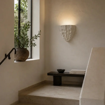 LuxRoyale Scallop Plaster Wall Lamp - Vintage Upward Lighting Sconce for Stairway, Bedroom - Royale Basic