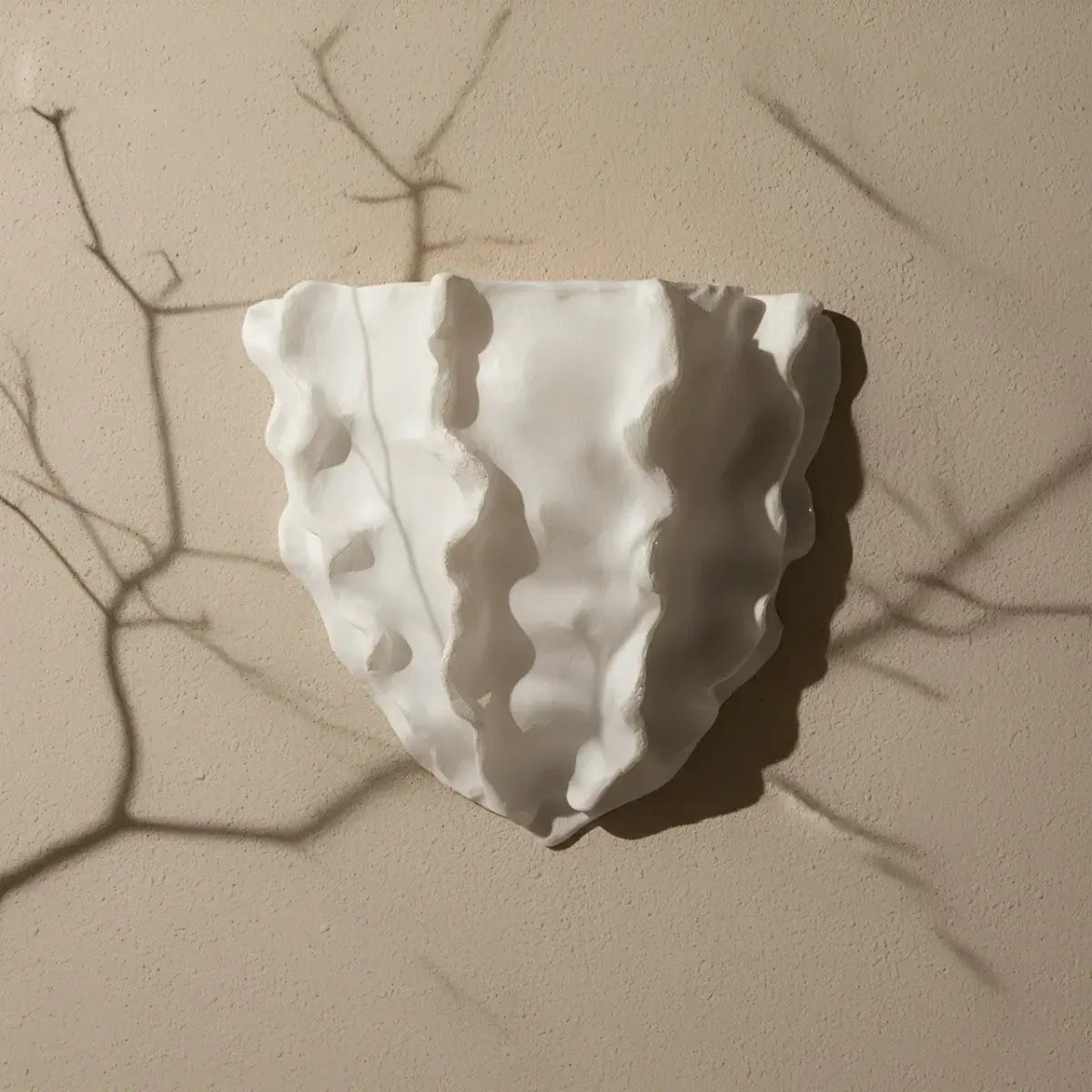 LuxRoyale Scallop Plaster Wall Lamp - Vintage Upward Lighting Sconce for Stairway, Bedroom - Royale Basic