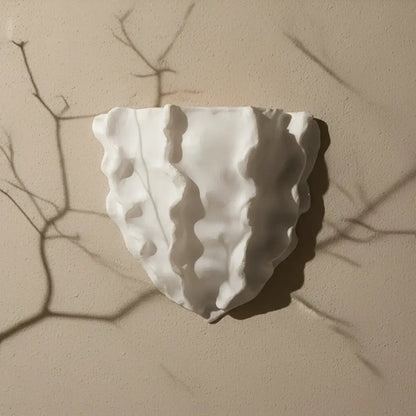 LuxRoyale Scallop Plaster Wall Lamp - Vintage Upward Lighting Sconce for Stairway, Bedroom - Royale Basic