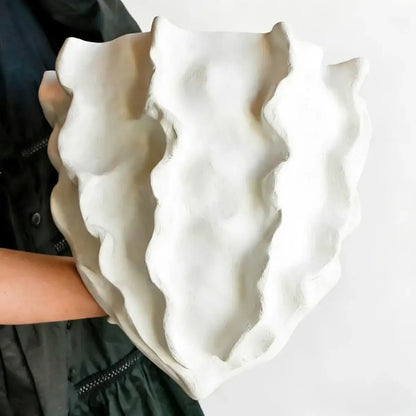 LuxRoyale Scallop Plaster Wall Lamp - Vintage Upward Lighting Sconce for Stairway, Bedroom - Royale Basic