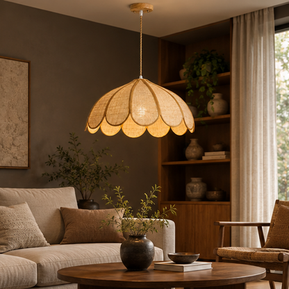 Royelux Woven Hemp Rope Pendant Light Adjustable Hanging Fixture