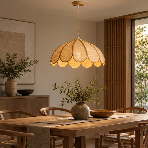 Royelux Woven Hemp Rope Pendant Light Adjustable Hanging Fixture