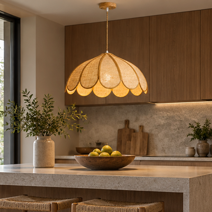 Royelux Woven Hemp Rope Pendant Light Adjustable Hanging Fixture