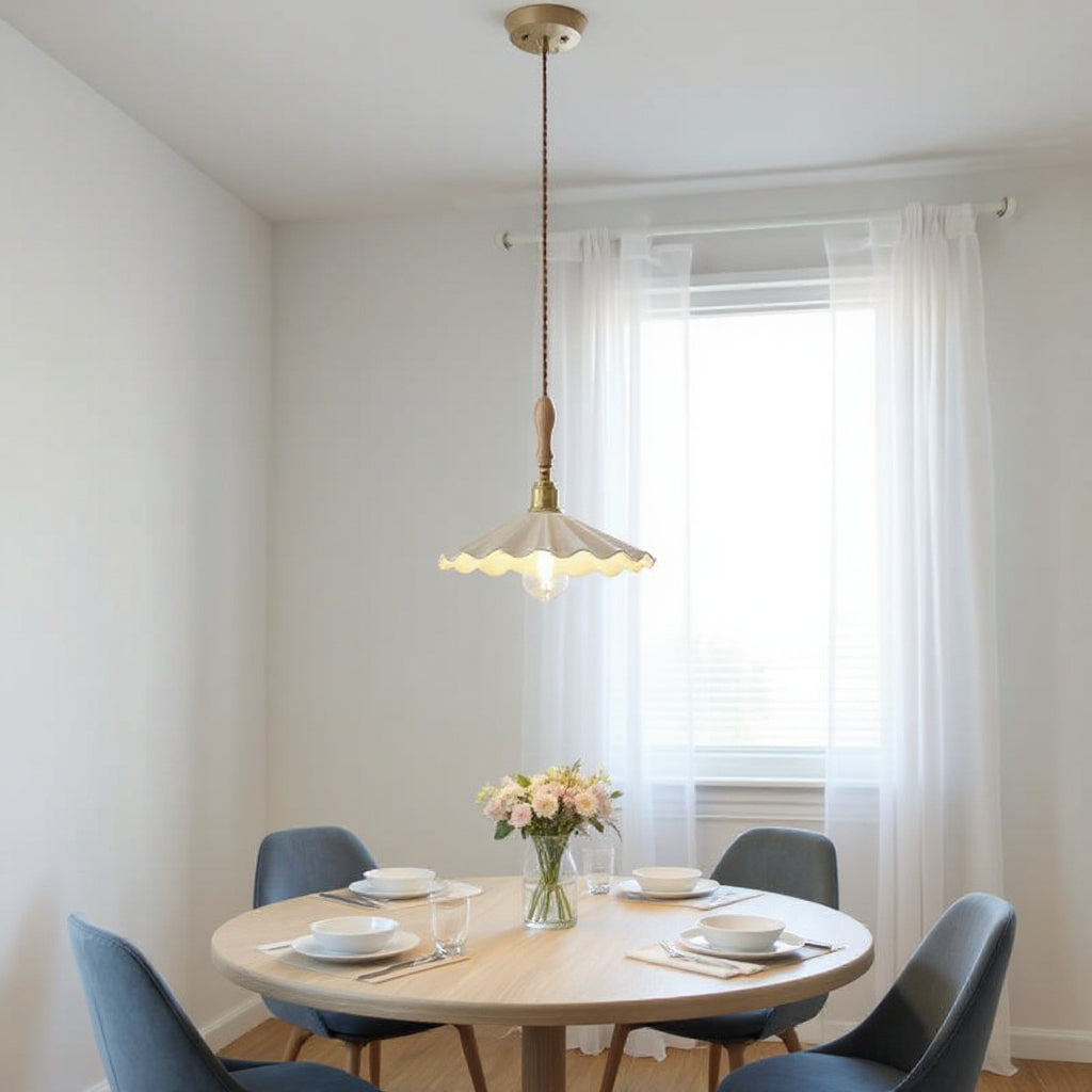 Scandinavian Ceramic LED Hanging Ceiling Pendant Light Fixture - White 6