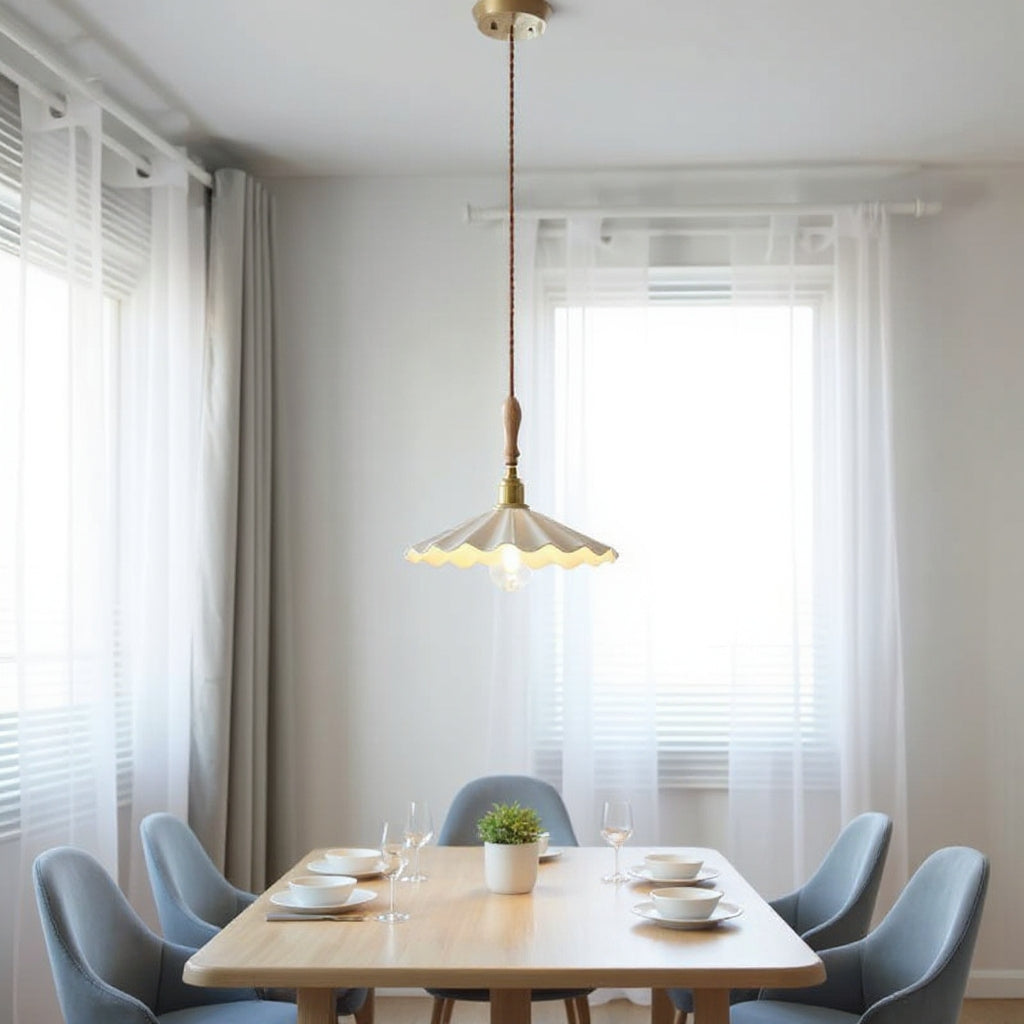 Scandinavian Ceramic LED Hanging Ceiling Pendant Light Fixture - White 7