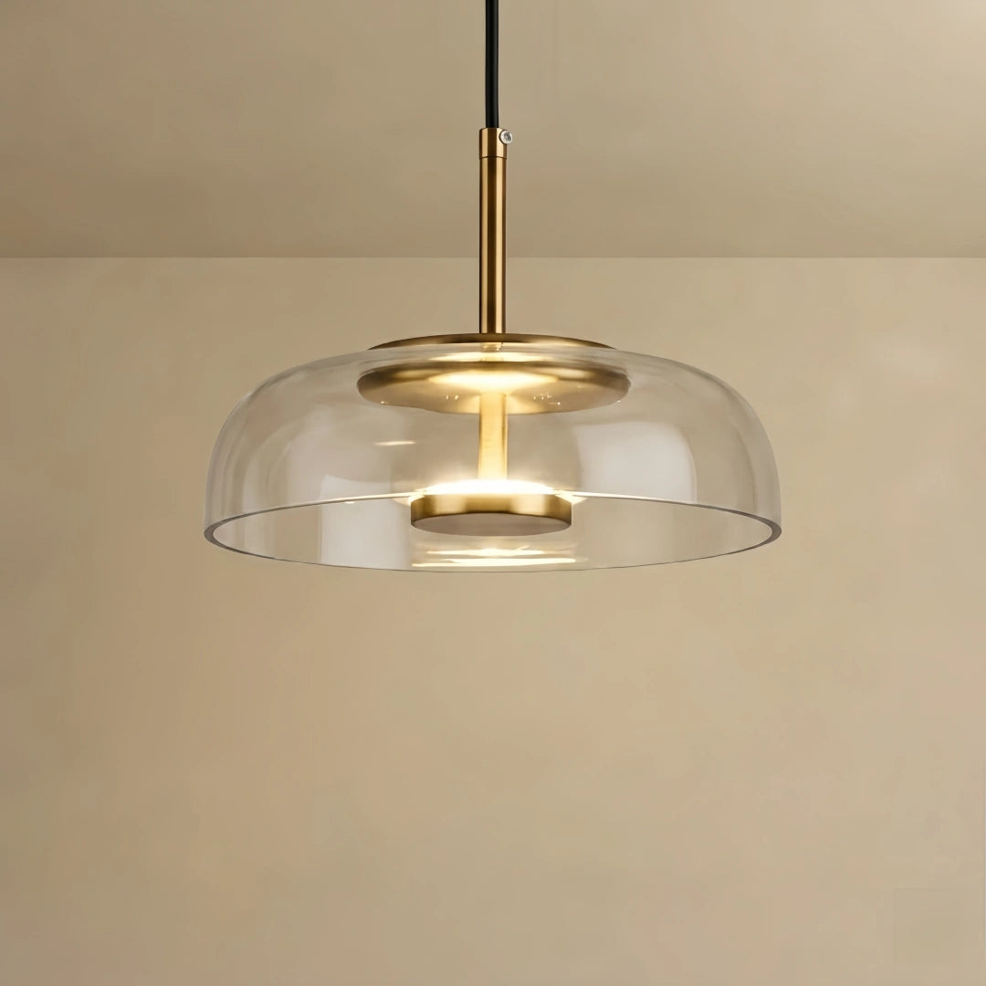Scandinavian Pendant Lamp — Clear Glass Sphere & Brass Accent for Kitchen Island 0