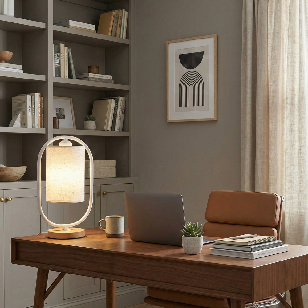 Scandinavian Style Solid Wood Table Lamp – Modern 1-Light Bedside Lamp for Bedroom or Living Room 3