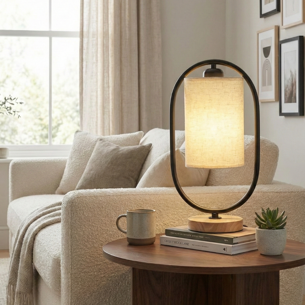 Scandinavian Style Solid Wood Table Lamp – Modern 1-Light Bedside Lamp for Bedroom or Living Room 6