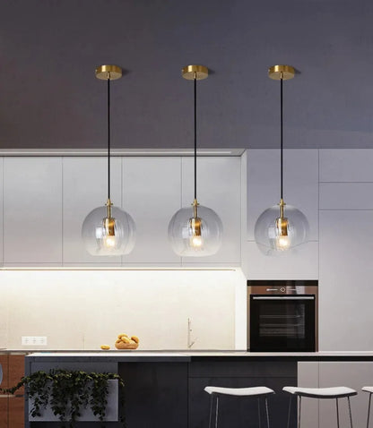 Luxora Nordic Glass Globe Pendant Light, Modern Hanging Lamp for Kitchen & Dining Room