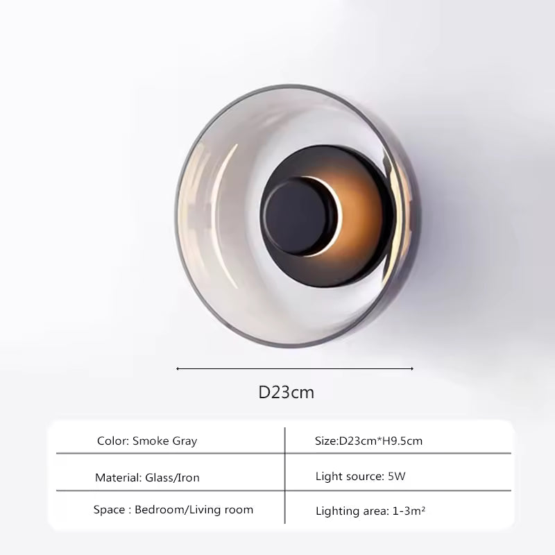 Luxora Nordic LED Glass Wall Sconce, Modern Minimalist Light for Bedroom