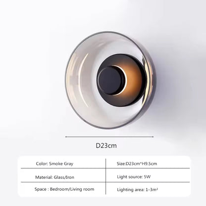 Luxora Nordic LED Glass Wall Sconce, Modern Minimalist Light for Bedroom