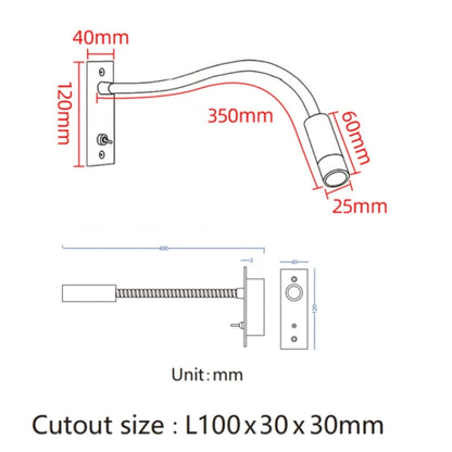 Royallure Adjustable Reading Light for Bedside - Wall Mounted Gooseneck Wall Lamp