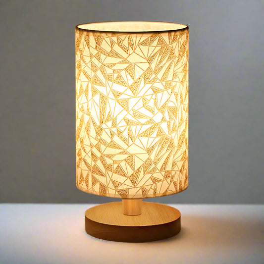 Royelux USB Wooden Bedside Lamp with Linen Shade – Modern Night Light - C