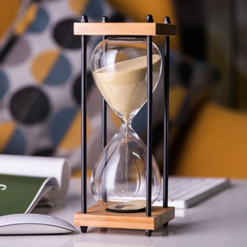 RoyaleGlow 60-Minute Sand Timer - Large Metal & Glass Hourglass for Desk Decor & Productivity