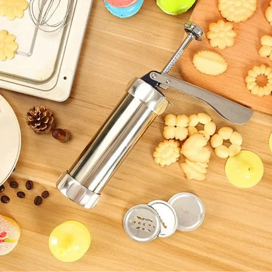Royallure 25-Piece Cookie Press Gun Kit – Aluminum, 20 Discs & 4 Nozzles, Easy Operation