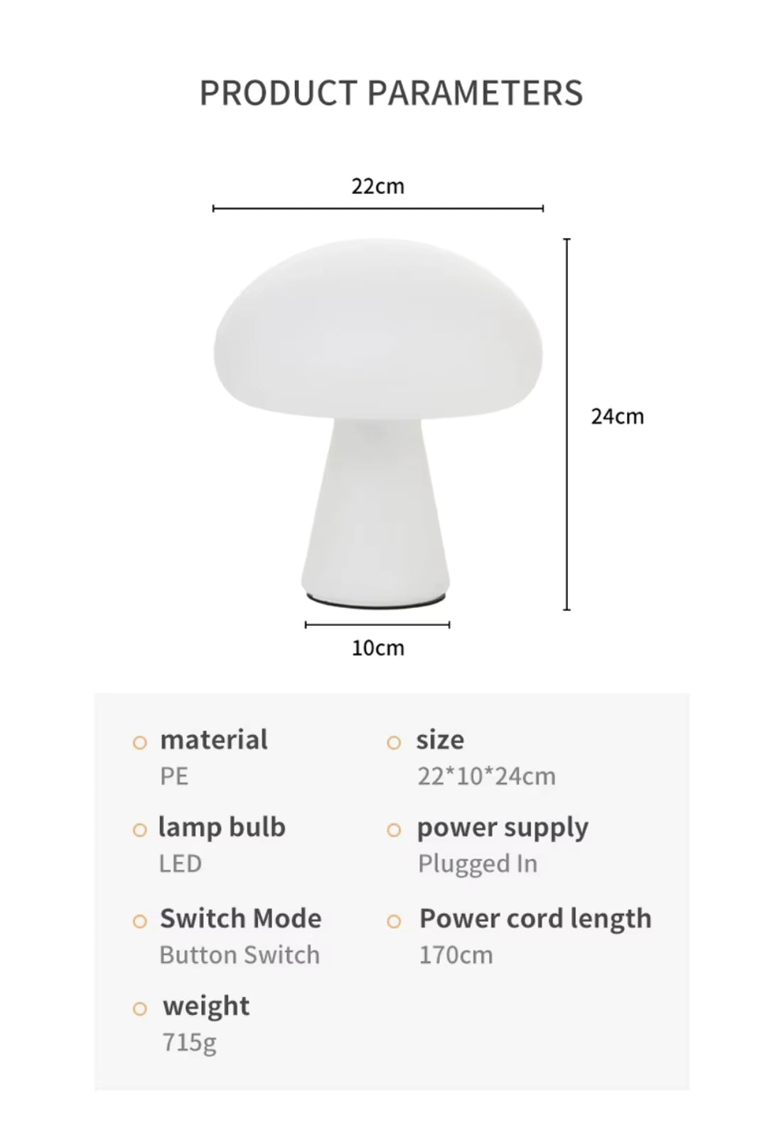Luxora Mushroom-Shaped Table Lamp with Warm White LED Light for Living Room and Bedroom