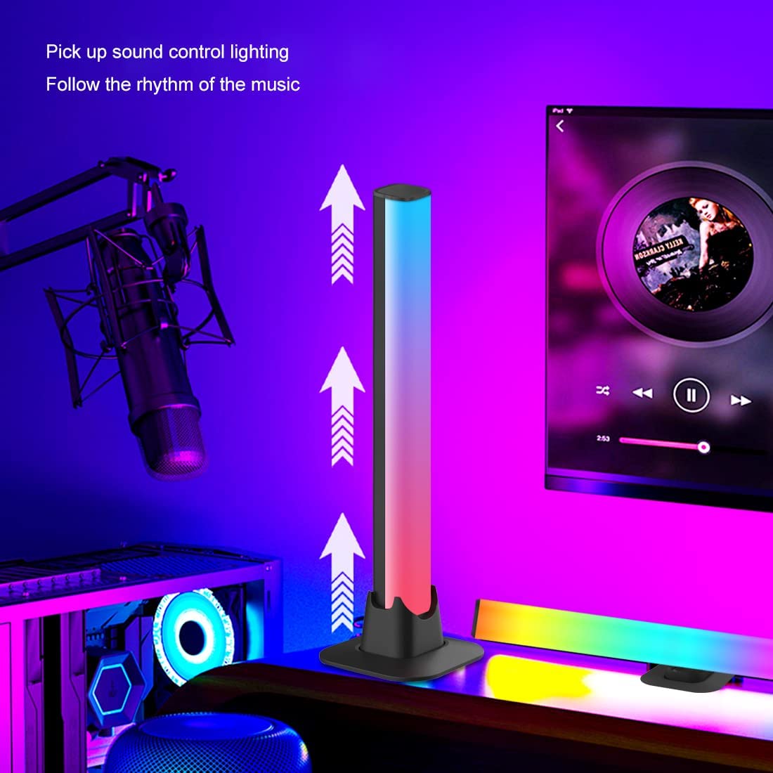 Royelux Rhythmic Light Bars - Sound Sync RGB LED Bars with App Control, USB-Powered - 1-Pack