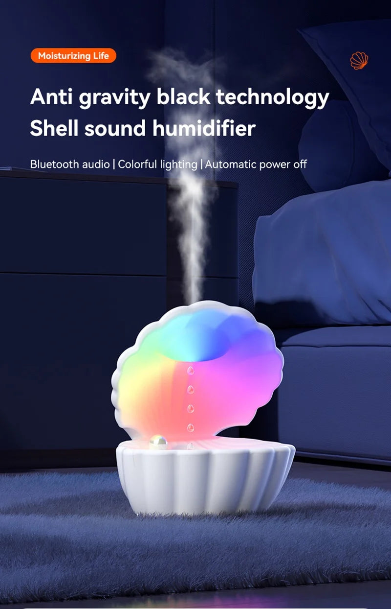Shell Sleep Aid Bluetooth Speaker – RGB Night Light with Humidifier & Anti-Gravity Design