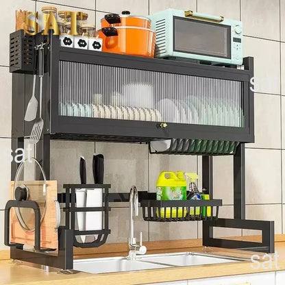 Royallure Adjustable Stainless Steel Dish Rack Cabinet Organizer for Kitchen Sink