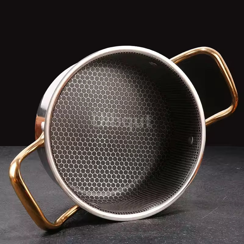 Royallure 30cm Stainless Steel Frying Pan with Lid Honeycomb Wok for All Stoves