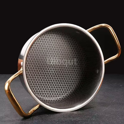 Royallure 30cm Stainless Steel Frying Pan with Lid Honeycomb Wok for All Stoves