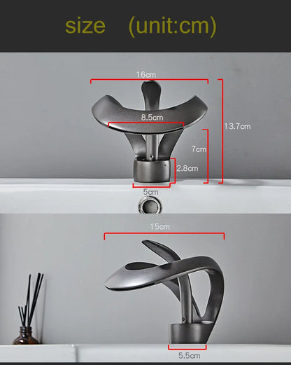 Luxora Modern Brass Bathroom Faucet with Waterfall Spout & Single Handle Hot & Cold