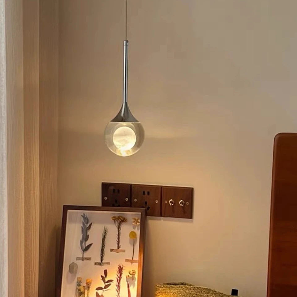 Luxora Moon Crystal Pendant Light - Adjustable Modern Hanging Lamp for Bedroom Living Room