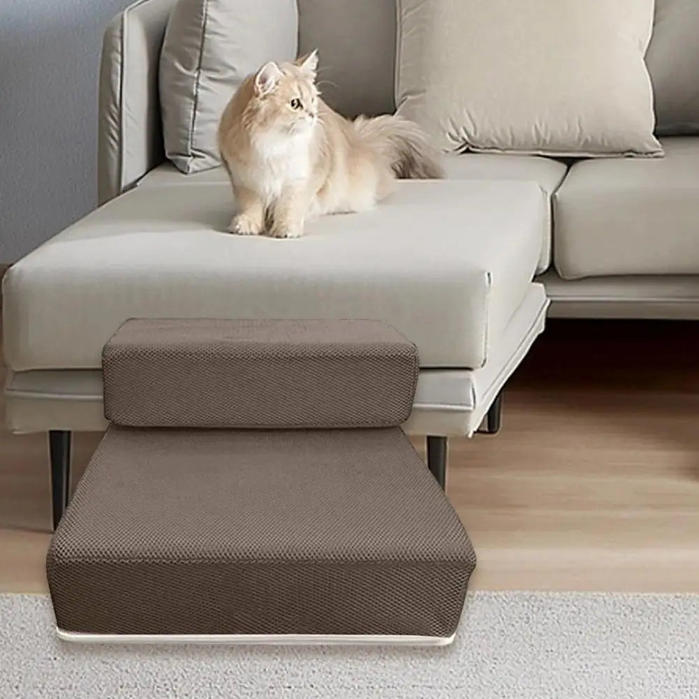 Luxora 2-Step Dog Stairs for Bed – Anti-Slip, Removable Pet Steps for Small Dogs & Cats