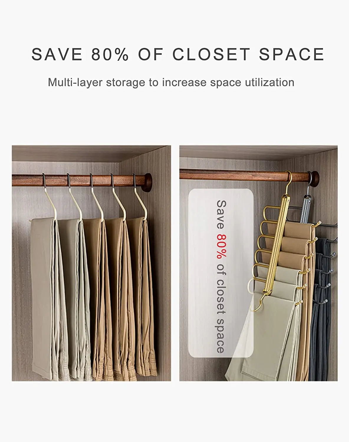 Luxora Aluminum Trouser Hanger with Space-Saving Folding Design and 360° Rotatable Hooks