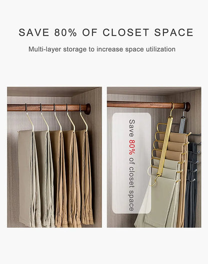 Luxora Aluminum Trouser Hanger with Space-Saving Folding Design and 360° Rotatable Hooks