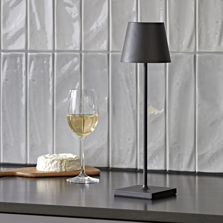 Dimmable Tall Table Lamp - Touch-Activated, USB-C Rechargeable Modern Lighting - Matte Black