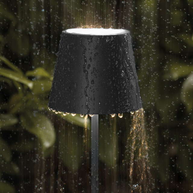Dimmable Tall Table Lamp - Touch-Activated, USB-C Rechargeable Modern Lighting - Matte Brown