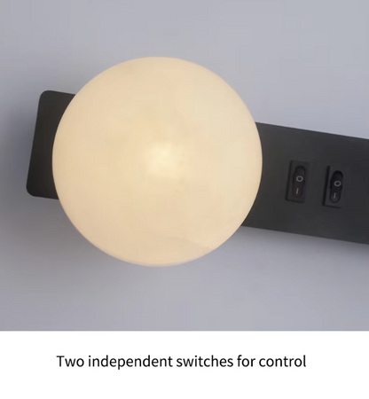 LuxRoyale Modern Alabaster Wall Sconce with Adjustable LED Reading Light