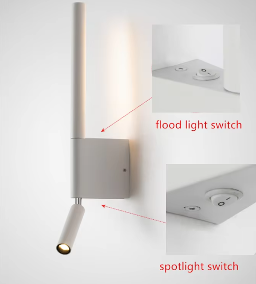 Royelux Adjustable Bedside Reading Lamp - Modern Minimalist Aluminum LED Wall Sconce
