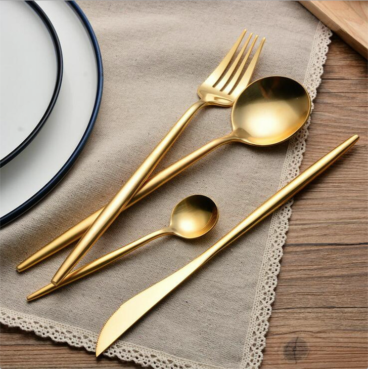 RoyaleGlow Arya Gold Cutlery Set 24 Pieces Elegant Design