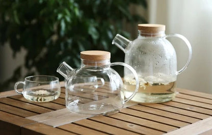 Royelux Borosilicate Glass Teapot Set with Warmer, Infuser, Cup & Serving Tray for Loose Leaf Tea