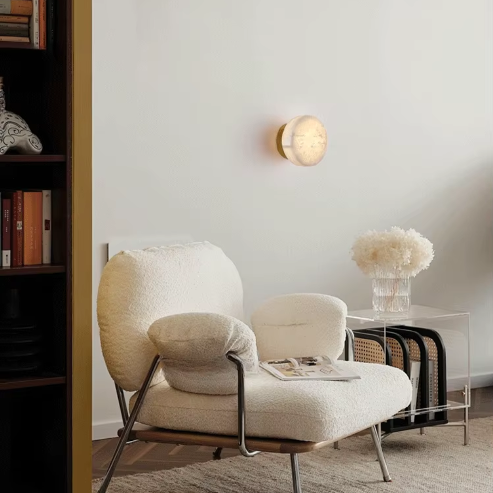 LuxRoyale Luxury Spanish Natural Marble Circular Wall Lamp