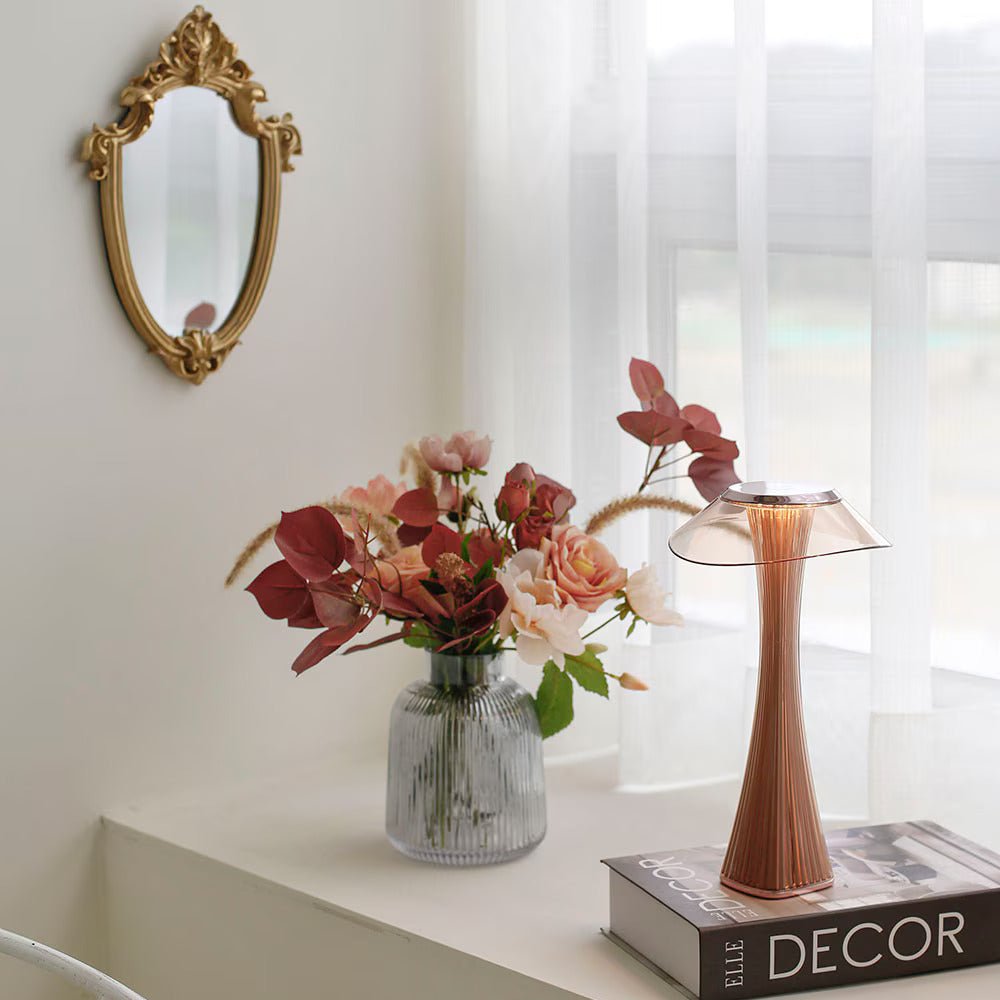 LuxRoyale Sculpted Flare Lamp Cordless Rechargeable LED Table Light