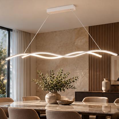 RoyaleGlow Modern  Linear LED Pendant Light - Remote Dimmable Kitchen Island Hanging Fixture