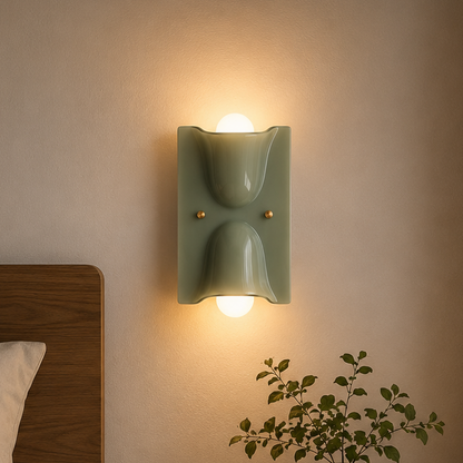 Sculptural Resin Wall Sconce Up Down light with Ambient Glow