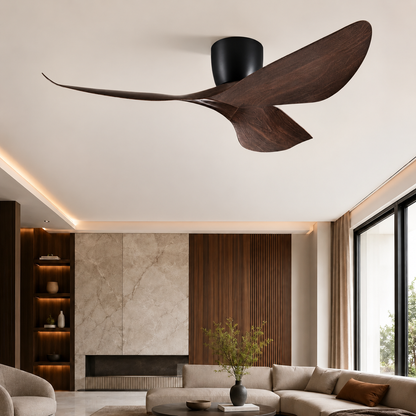 Royelux Modern Low Profile Flush Mount Ceiling Fan with Remote Control