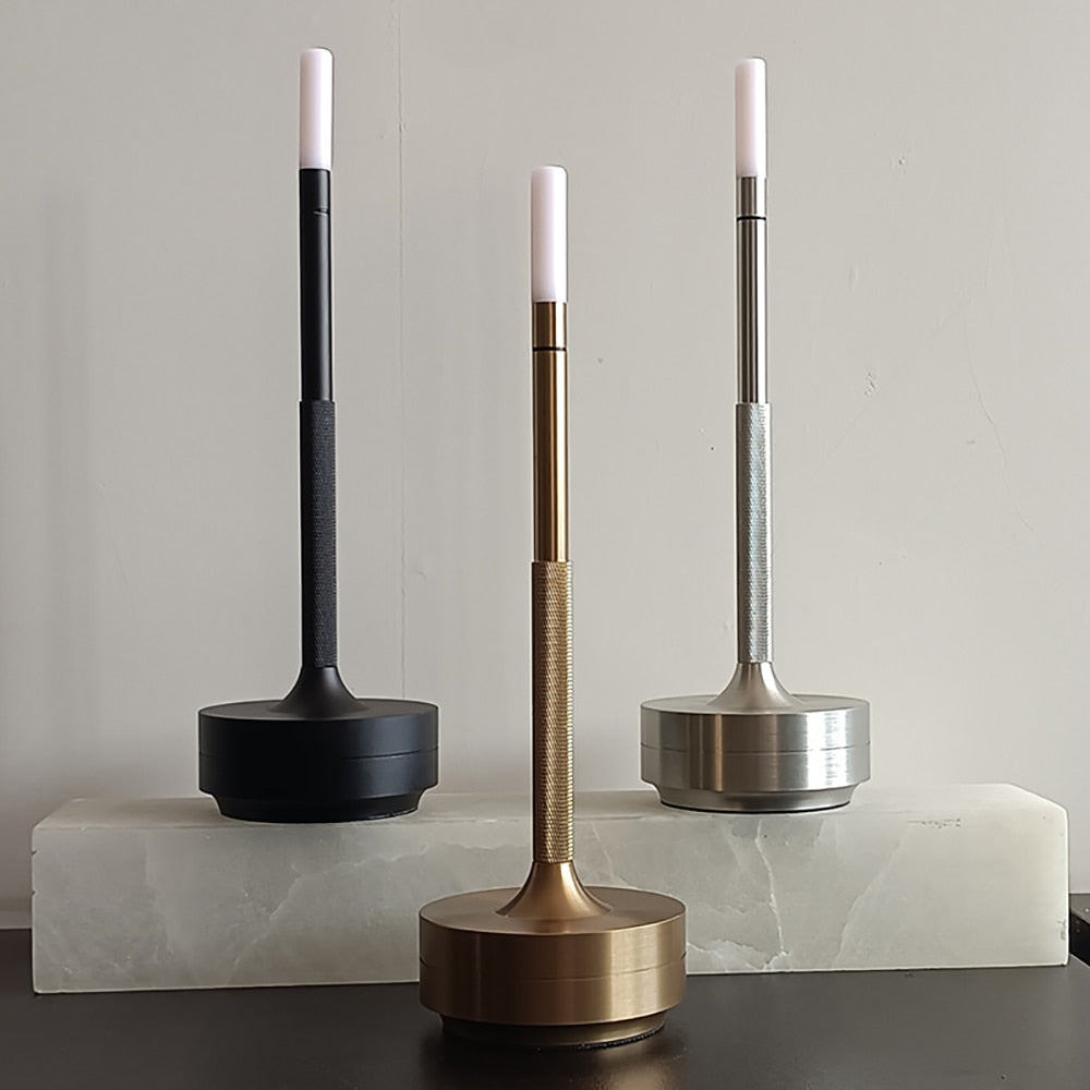 CandleGlow Dimmable Cordless Candle Table Lamp – Touch Control, Portable Design - Black
