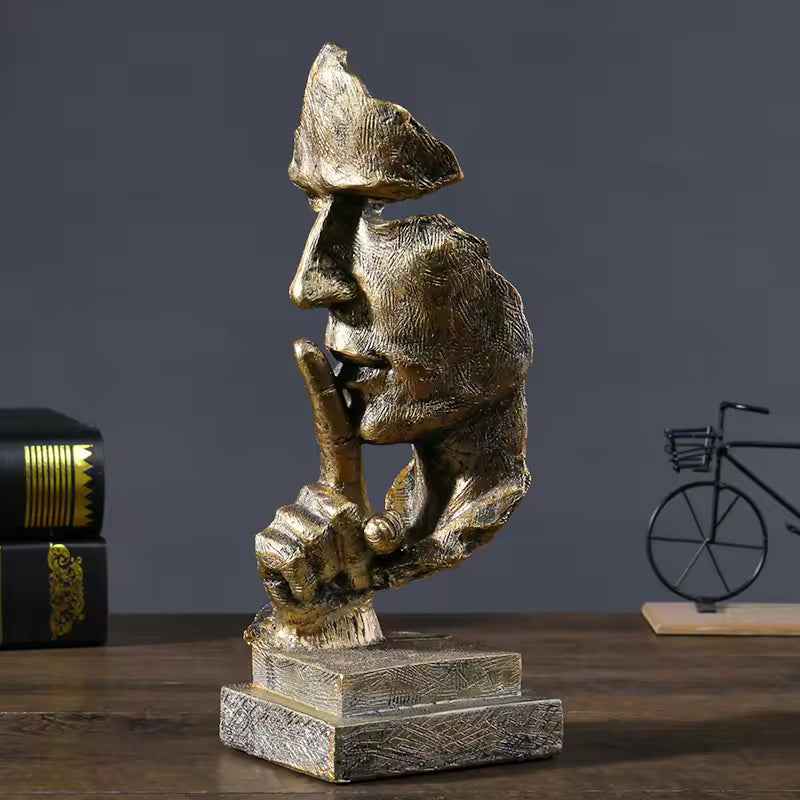 Lumora Modern Abstract Face Sculpture, Bronze Finish Contemplative Decor Statue