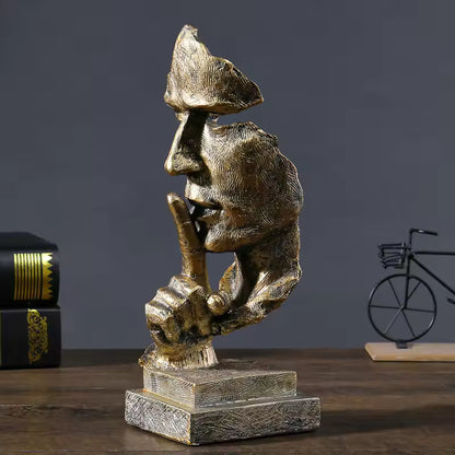 Lumora Modern Abstract Face Sculpture, Bronze Finish Contemplative Decor Statue