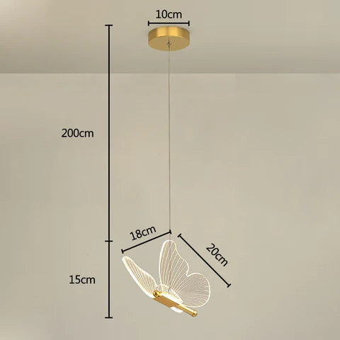 Royallure Butterfly Pendant Hanging Light Lamp Chandelier - Golden small 200cm*22cm*17cm / Warm light