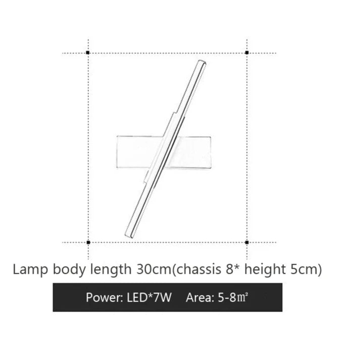 Rotatable LED Wall Light - Modern Lamp for Bedroom & Living Room - Black / 3 Colors