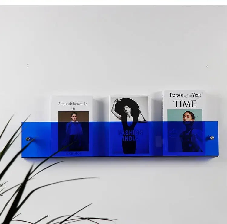 Luxora Floating Acrylic Wall Shelves- 2 Pack Modern Book Magazine Storage Rack